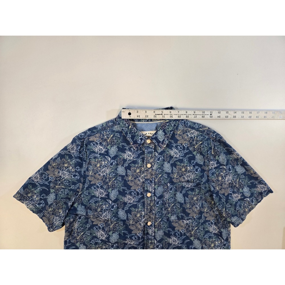 Fat Face Mens Large Blue Floral Botanical Cotton Short Sleeve Button Down Shirt - Picture 5 of 12